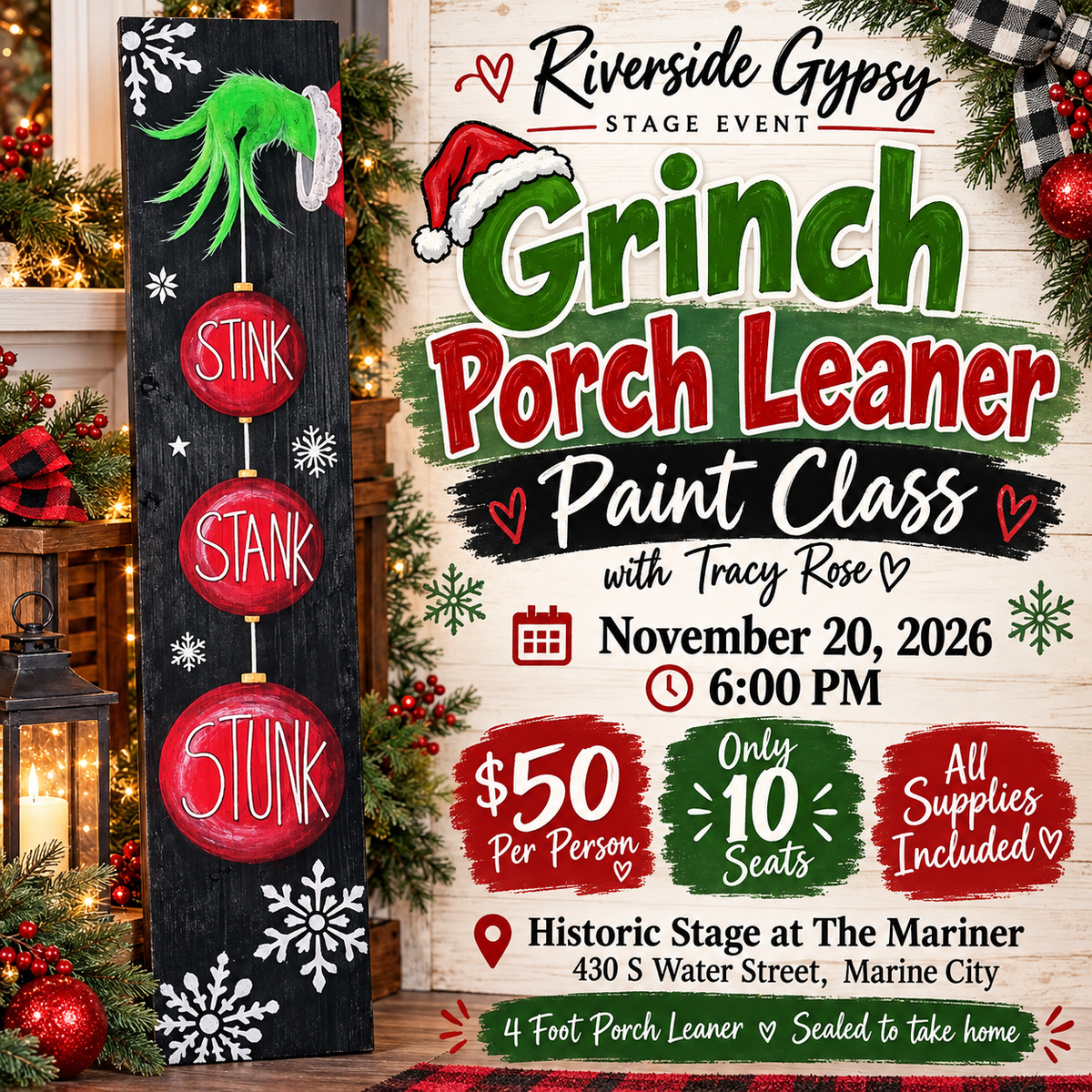 Grinch Porch Leaner Paint Class