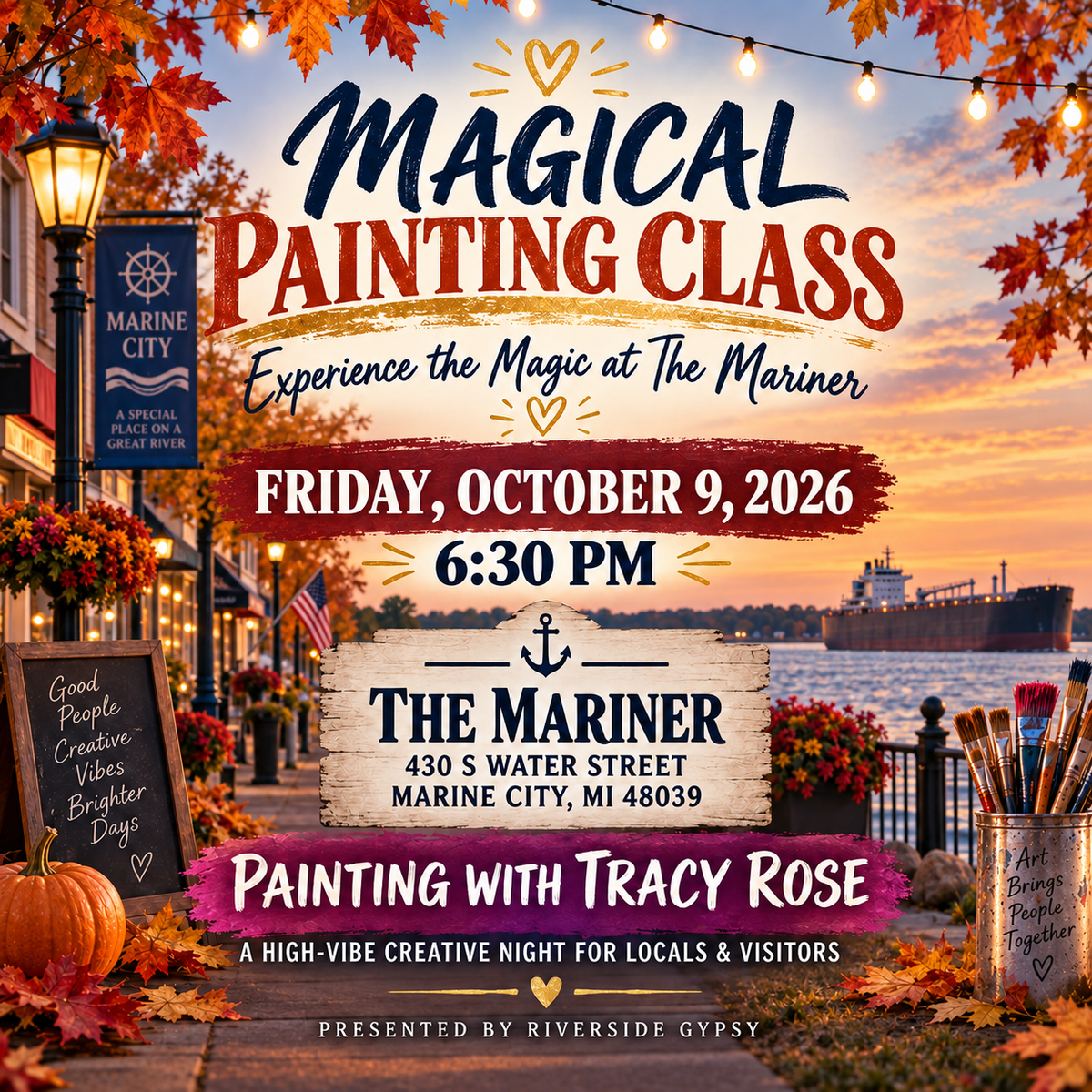 Classic Halloween Porch Leaner Workshop with Tracy Rose at The Mariner in Marine City on October 9, 2026.