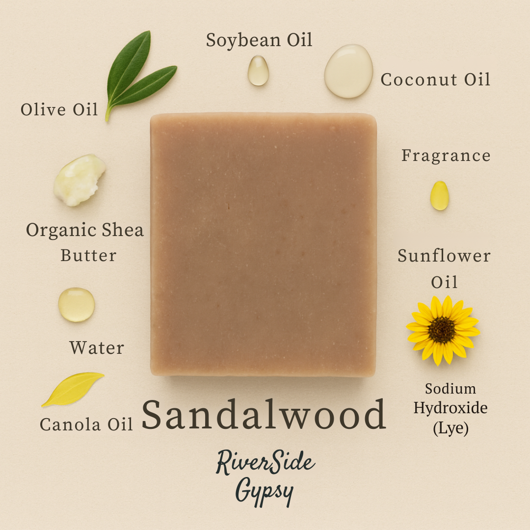 Sandalwood Rose Scrub – Handcrafted Exfoliating Cold Process Soap Bar
