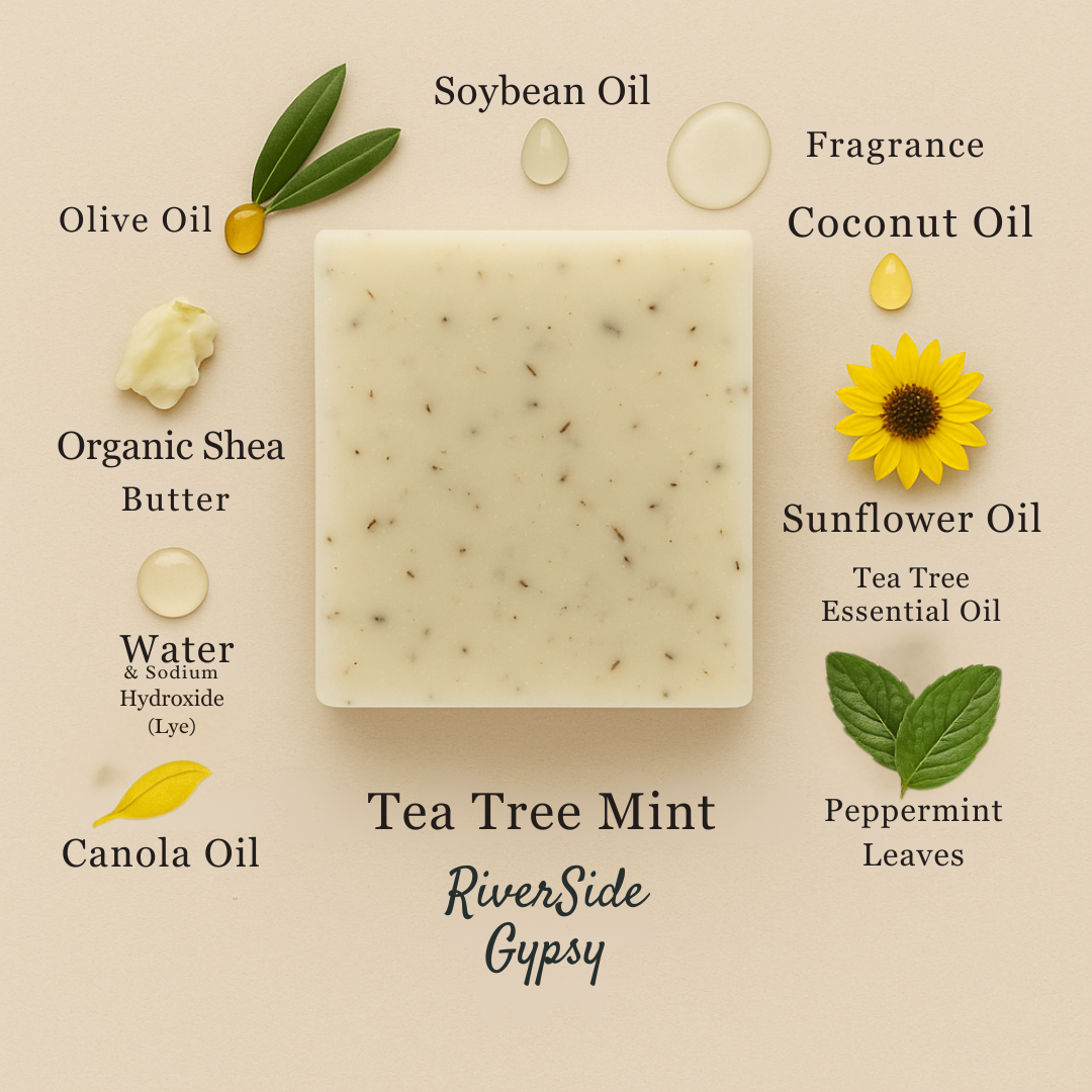 Tea Tree Mint – Handcrafted Exfoliating Cold Process Soap Bar
