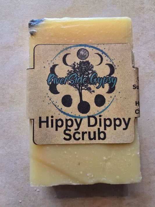 Hippy Dippy activated charcoal soap bar with RiverSide Gypsy label