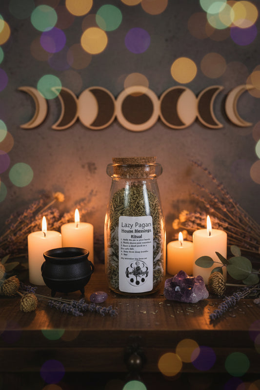 The Lazy Pagan Home Blessing Quick Spell Jar with rosemary and hand-blended ritual herbs