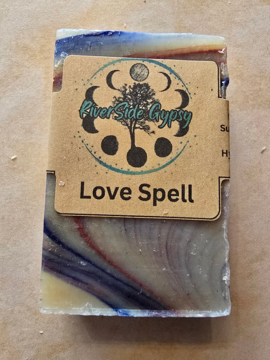 Love Spell fruity scented soap bar with RiverSide Gypsy label