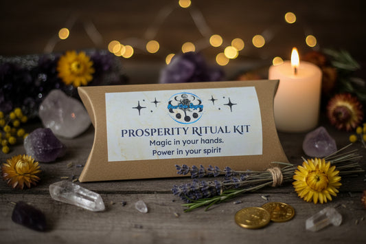 Prosperity Ritual Kit with Citrine and Green Aventurine, green candle and printed ritual scroll by RiverSide Gypsy